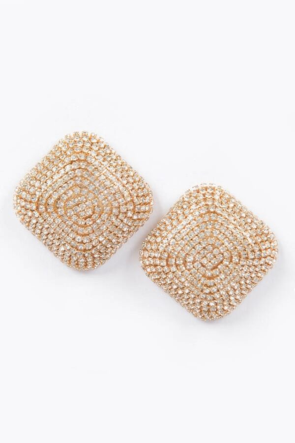 Square Rhinestone Earrings with Silver Beads