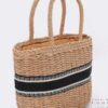 Small Faux Straw Tote – Black & White Stripes