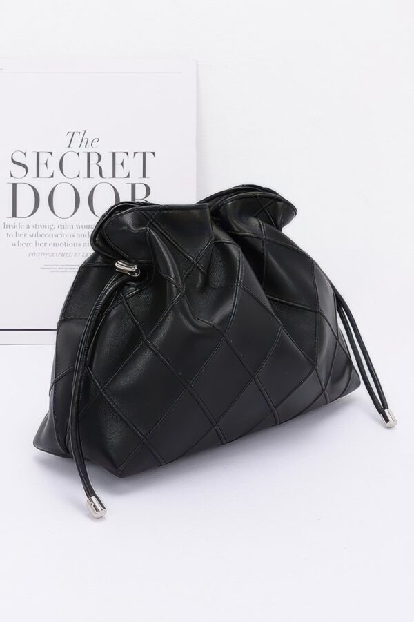 Quilted Faux-Leather Bucket Crossbody Bag