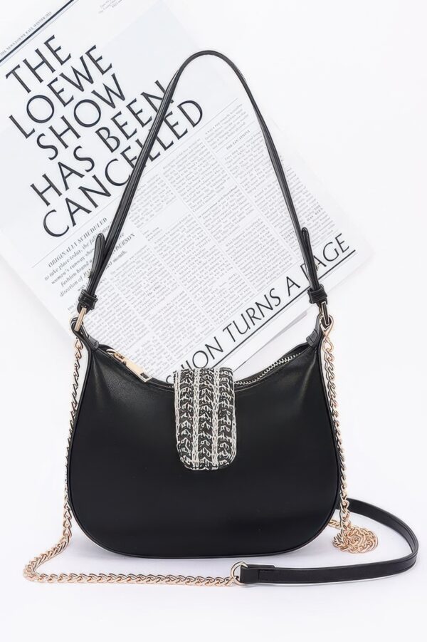 Compact Faux Leather Hobo Bag with Chain Strap