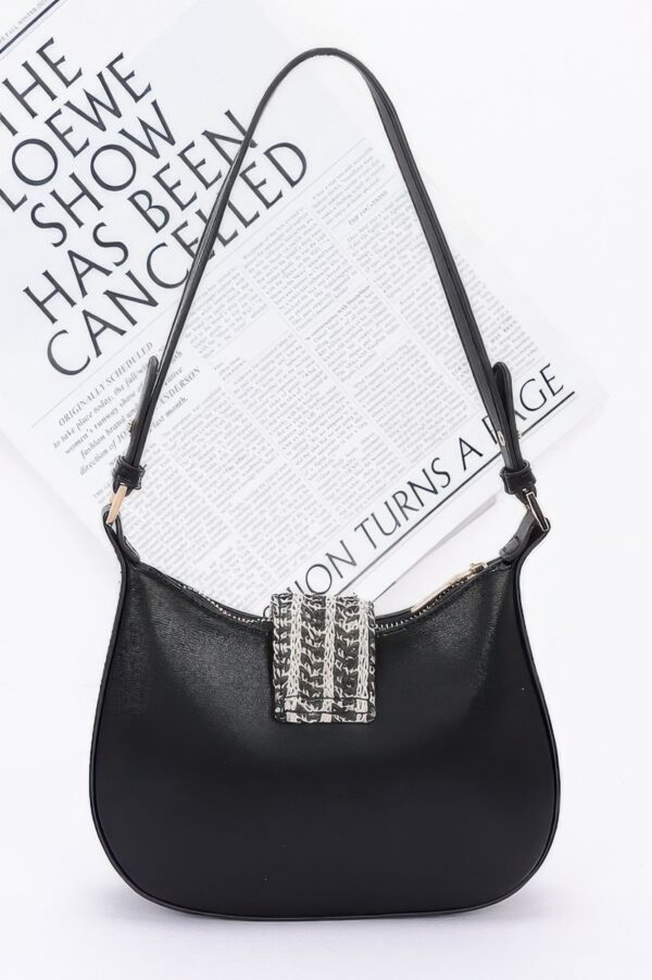 Compact Faux Leather Hobo Bag with Chain Strap