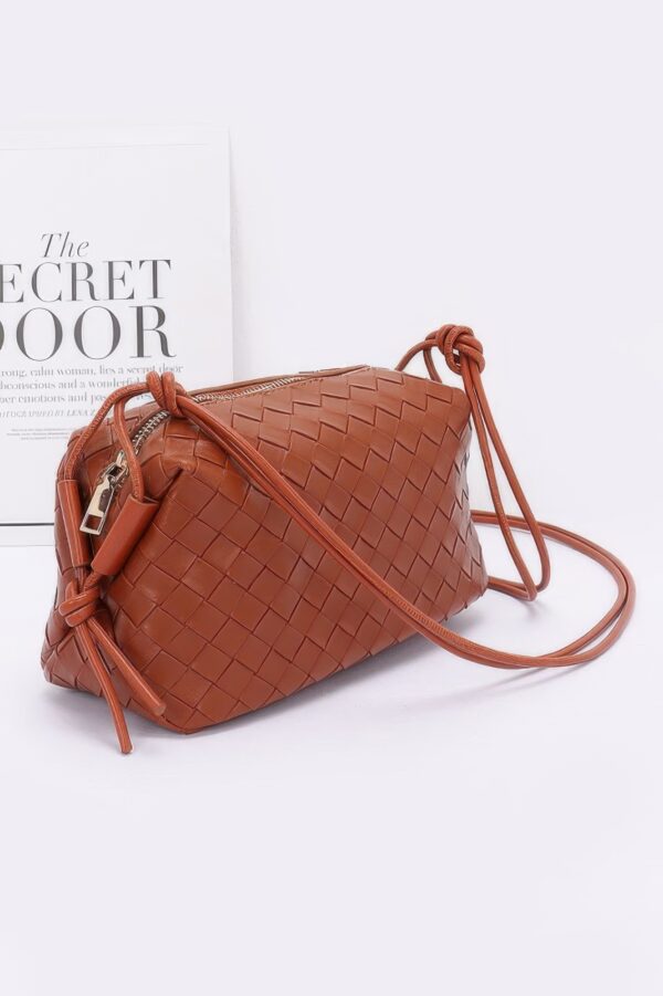 Embossed Faux Leather Camera Bag – Textured Woven Detail