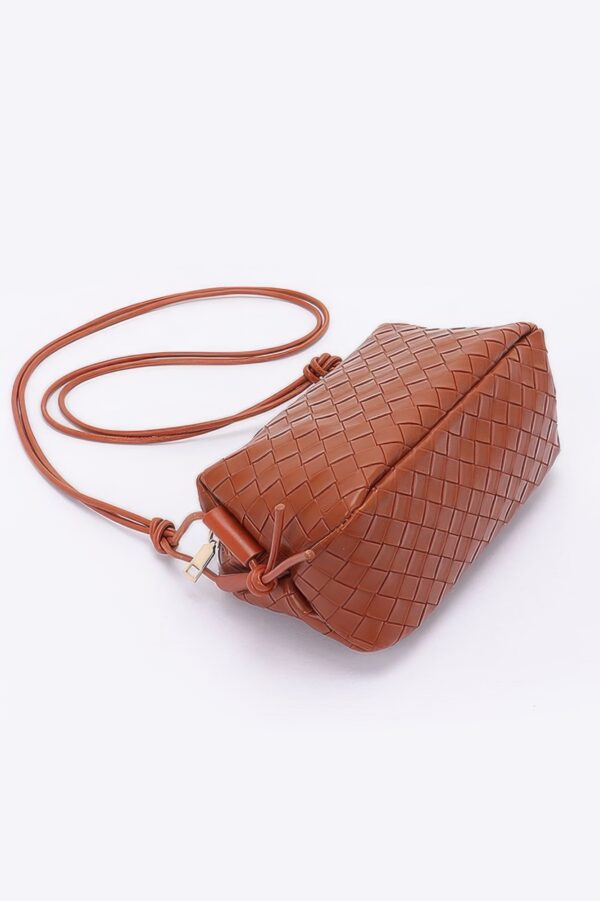 Embossed Faux Leather Camera Bag – Textured Woven Detail