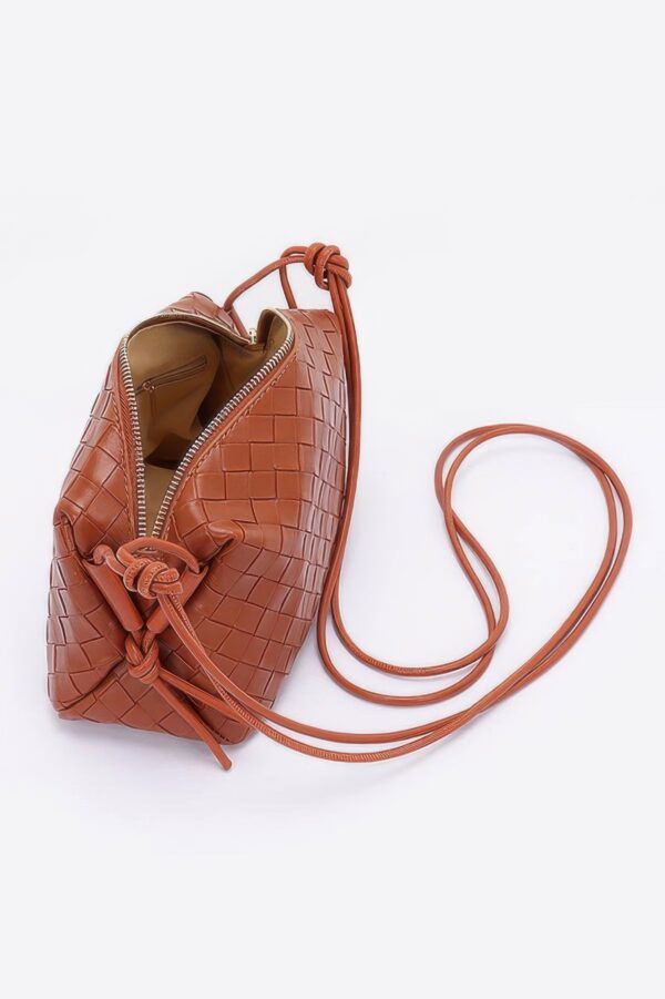 Embossed Faux Leather Camera Bag – Textured Woven Detail
