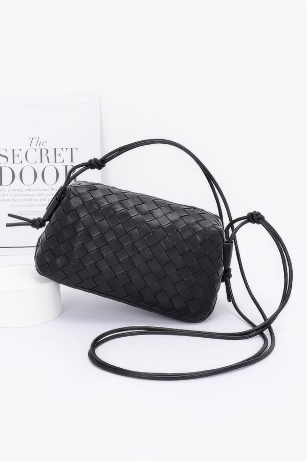 Embossed Faux Leather Camera Bag – Textured Woven Detail