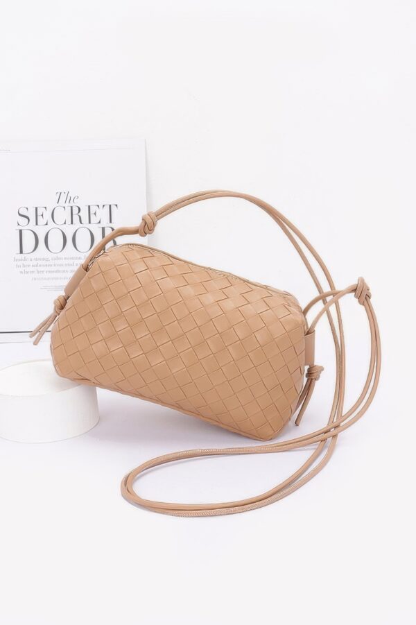 Embossed Faux Leather Camera Bag – Textured Woven Detail