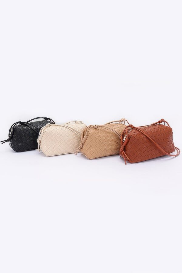 Embossed Faux Leather Camera Bag – Textured Woven Detail