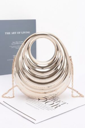 Gilded Chain Acrylic Clutch – Gold Metallic