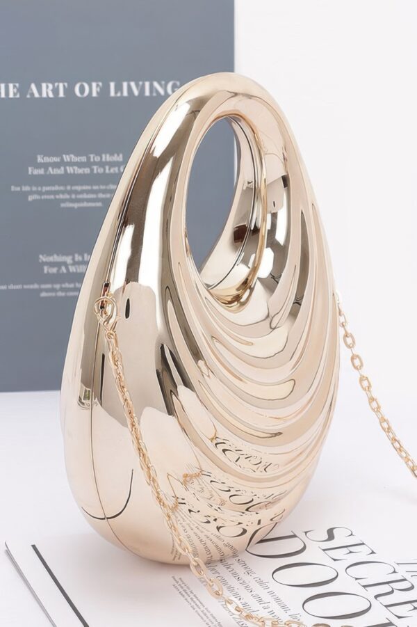 Gilded Chain Acrylic Clutch – Gold Metallic