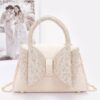 Rhinestone Ribbon Satin Top-Handle Flap Bag