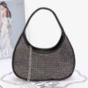 Rhinestone Hobo Bag with Chain Strap – Compact Sparkle