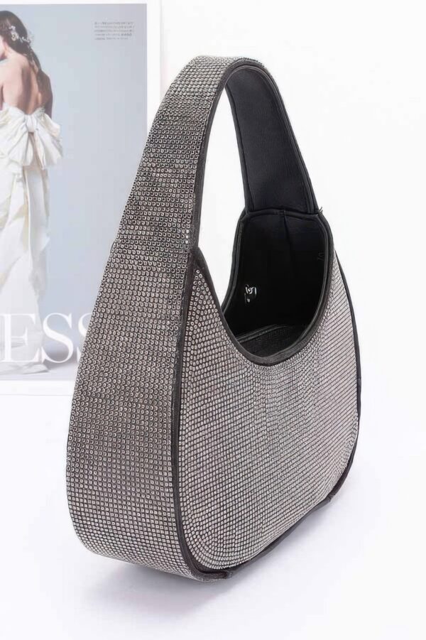 Rhinestone Hobo Bag with Chain Strap – Compact Sparkle
