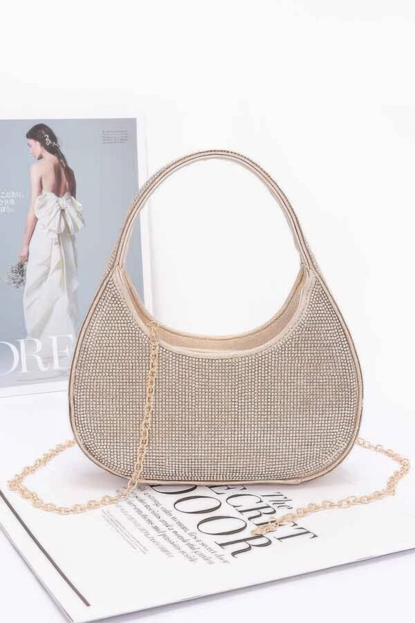 Rhinestone Hobo Bag with Chain Strap – Compact Sparkle