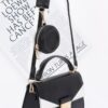 Faux Leather Two-Tone Flap Bag – Black & White