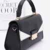Faux Leather Two-Tone Flap Bag – Black & White
