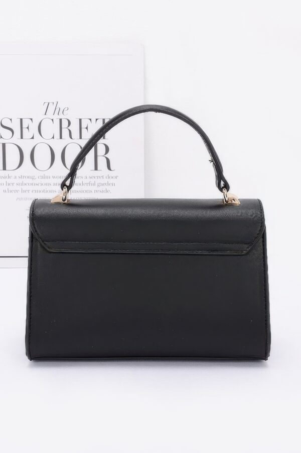 Faux Leather Two-Tone Flap Bag – Black & White