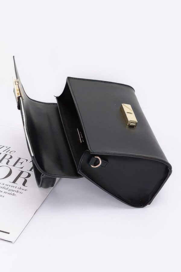 Faux Leather Two-Tone Flap Bag – Black & White