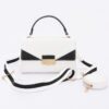 Faux Leather Two-Tone Flap Bag – Black & White