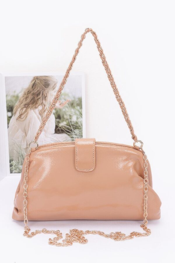 Enamel Frame Shoulder Bag – Patent-Look Polyurethane