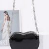 Enamel Heart Crossbody Bag with Glossy Finish
