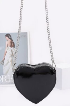 Enamel Heart Crossbody Bag with Glossy Finish