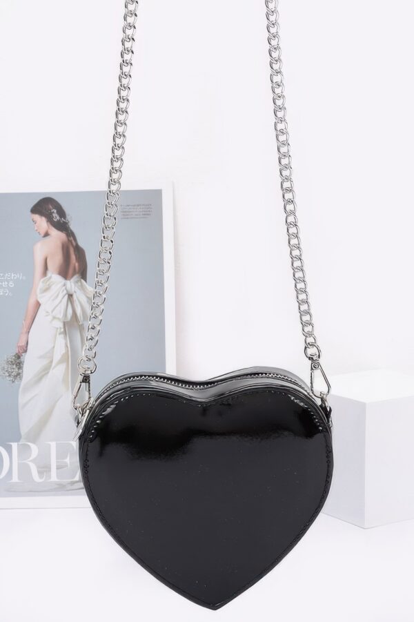 Enamel Heart Crossbody Bag with Glossy Finish