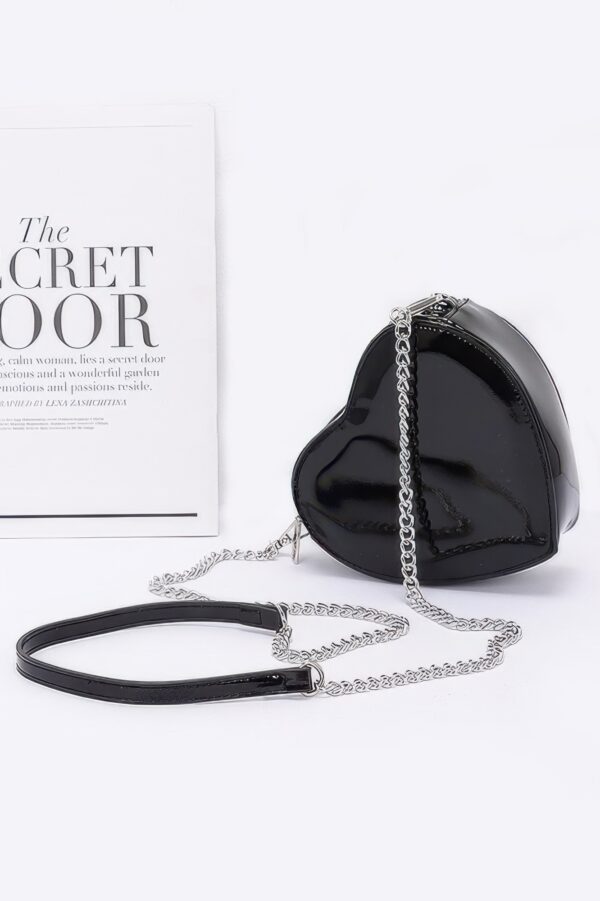 Enamel Heart Crossbody Bag with Glossy Finish