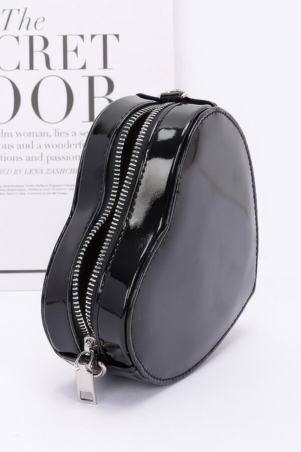 Enamel Heart Crossbody Bag with Glossy Finish