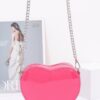Enamel Heart Crossbody Bag with Glossy Finish