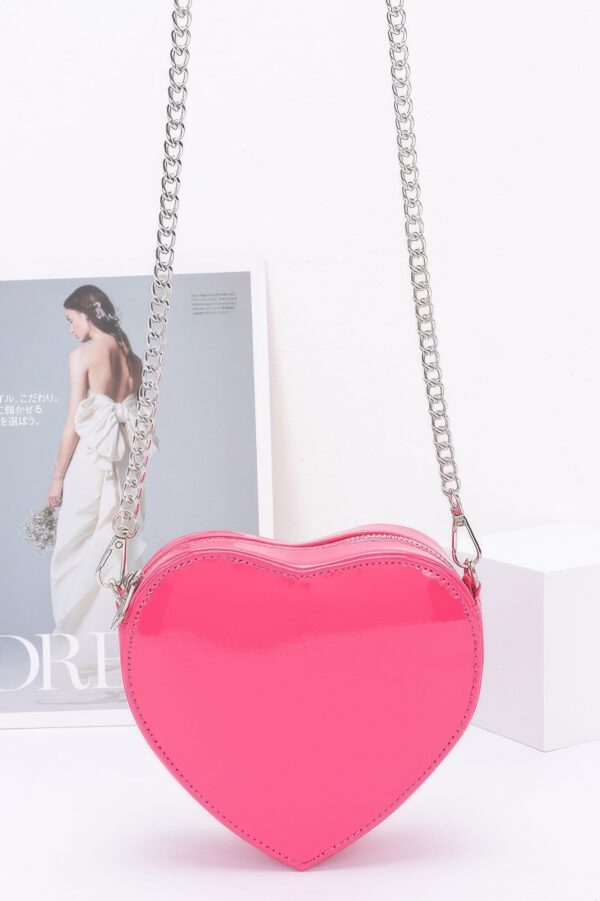 Enamel Heart Crossbody Bag with Glossy Finish