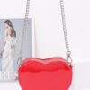 Enamel Heart Crossbody Bag with Glossy Finish