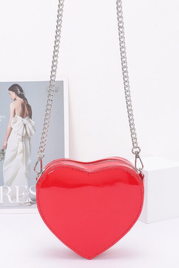 Enamel Heart Crossbody Bag with Glossy Finish