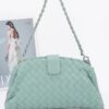 Faux Leather Shoulder Bag with Braided Frame