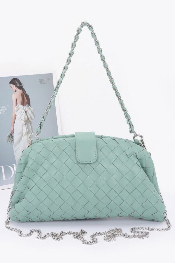 Faux Leather Shoulder Bag with Braided Frame