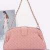 Faux Leather Shoulder Bag with Braided Frame