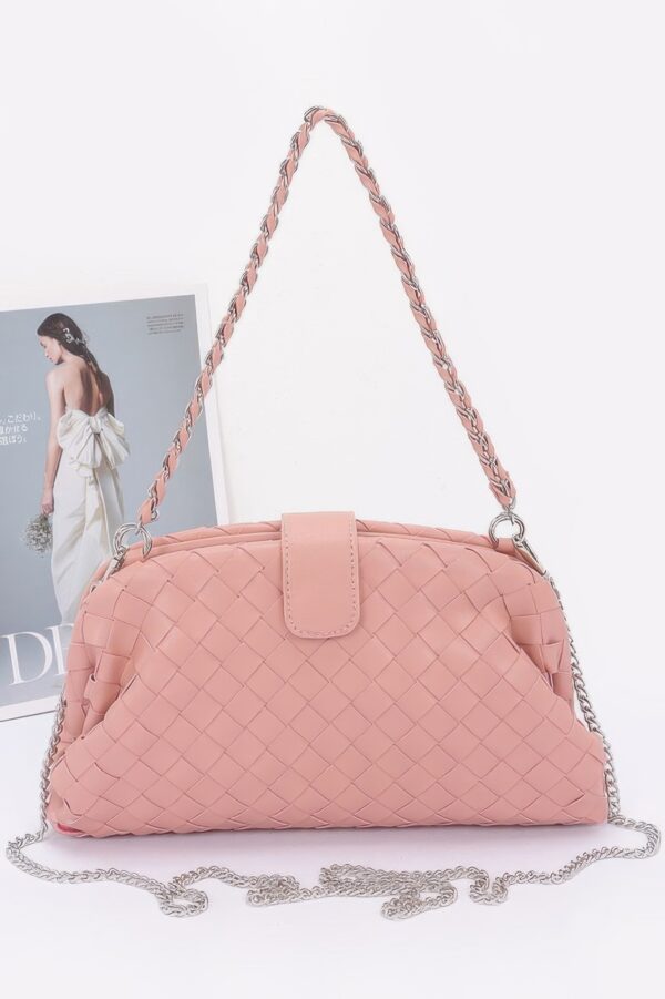 Faux Leather Shoulder Bag with Braided Frame