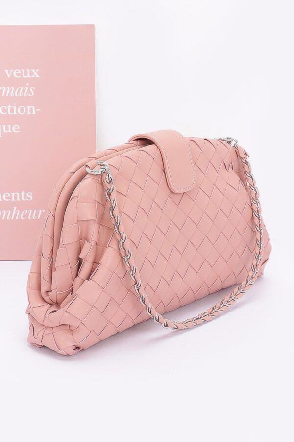 Faux Leather Shoulder Bag with Braided Frame