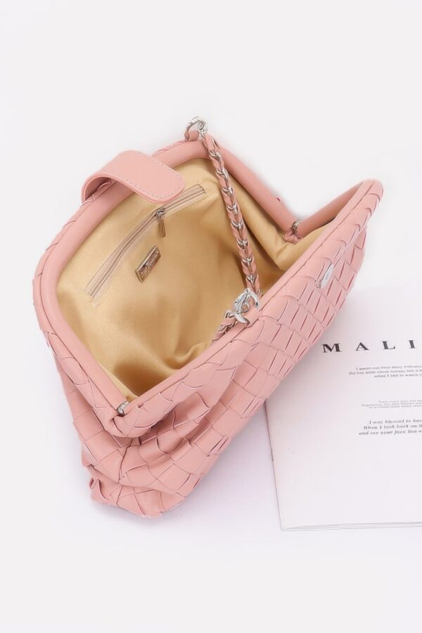 Faux Leather Shoulder Bag with Braided Frame