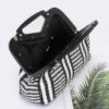 Striped Faux Straw Clutch with Wood-Look Frame