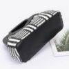 Striped Faux Straw Clutch with Wood-Look Frame