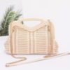 Striped Faux Straw Clutch with Wood-Look Frame