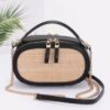 Faux Straw Bowling Bag with Chain Strap