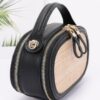 Faux Straw Bowling Bag with Chain Strap