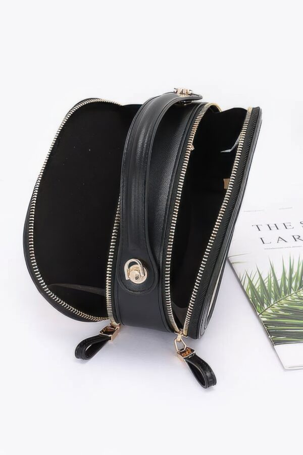 Faux Straw Bowling Bag with Chain Strap