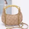 Structured Faux Leather Bag with Braided Metal Handle