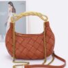 Structured Faux Leather Bag with Braided Metal Handle