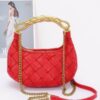 Structured Faux Leather Bag with Braided Metal Handle