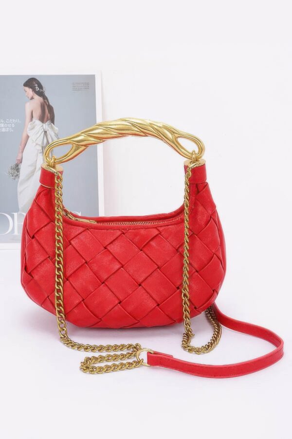 Structured Faux Leather Bag with Braided Metal Handle