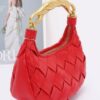Structured Faux Leather Bag with Braided Metal Handle