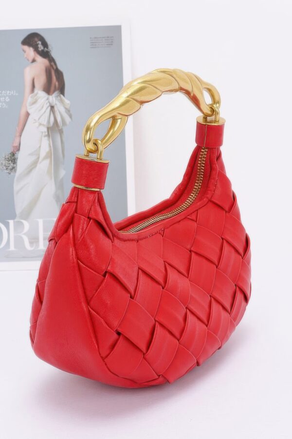 Structured Faux Leather Bag with Braided Metal Handle